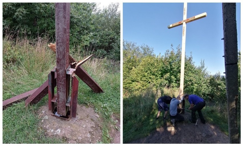 Na Grojcu w Żywcu stanął nowy krzyż! Zobacz ZDJĘCIA. Poprzedni został zniszczony przez wichurę