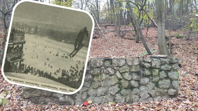 Kamienna konstrukcja w lesie na Sikorniku to próg dawnej skoczni narciarskiej