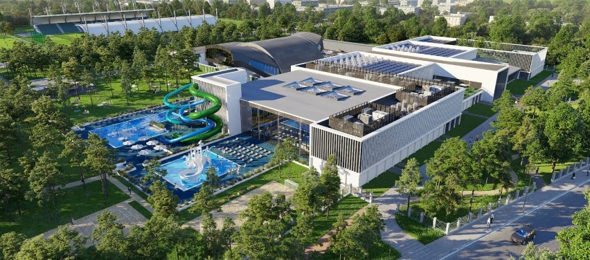 W Stalowej Woli w miejsce starych basenów za cztery lata powstanie super aquapark z wieloma atrakcjami. Zobaczcie zdjęcia