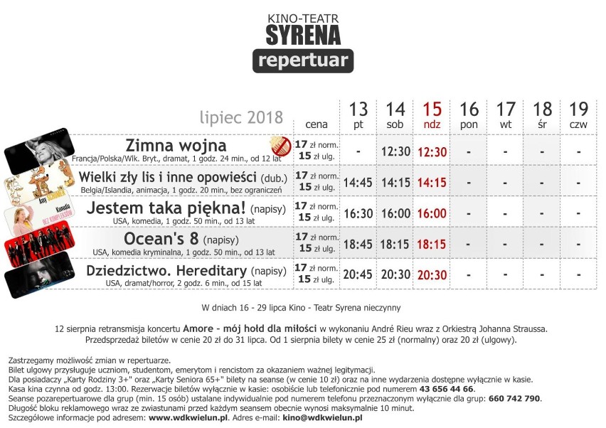 Repertuar kina Syrena w Wieluniu od 13 do 15 lipca [ZWIASTUNY]