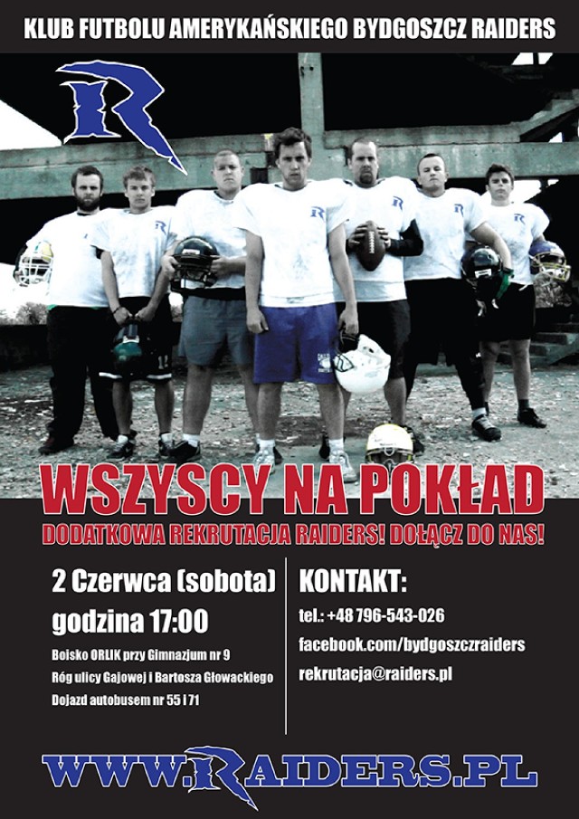 Bydgoska drużyna futbolu amerykańskiego Bydgoszcz Raiders szuka ...