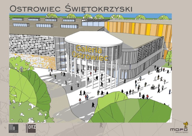 Projekt głównego wejścia do rozbudowanej Galerii Ostrowiec.