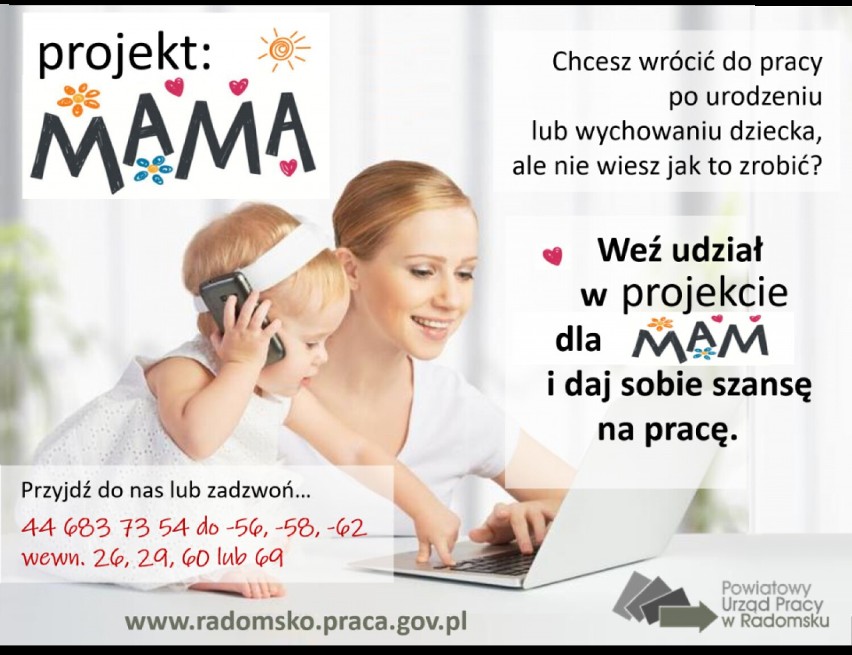 Projekt Mama w Powiatowym Urzędzie Pracy w Radomsku. Co oferuje PUP?