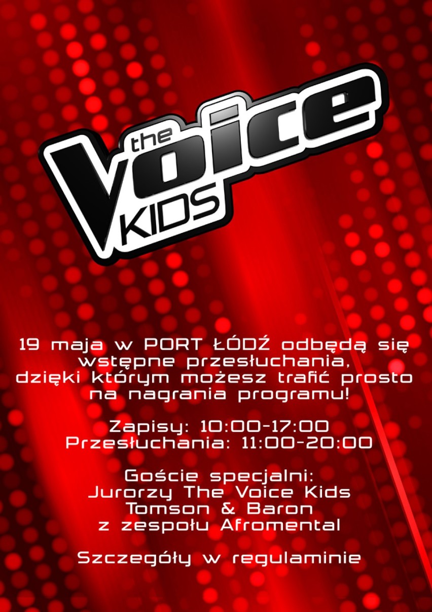 Casting do programu „The Voice Kids” w Porcie Łódź. Baron i Tomson spotkają się z młodymi wokalistami