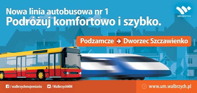 Od poniedziałku 16 kwietnia 2018 r. w Wałbrzychu zostaje uruchomiona nowa linia komunikacji miejskiej. Autobusy linii nr 1 będą kursowały pomiędzy Podzamczem i dworcem Wałbrzych Szczawienko