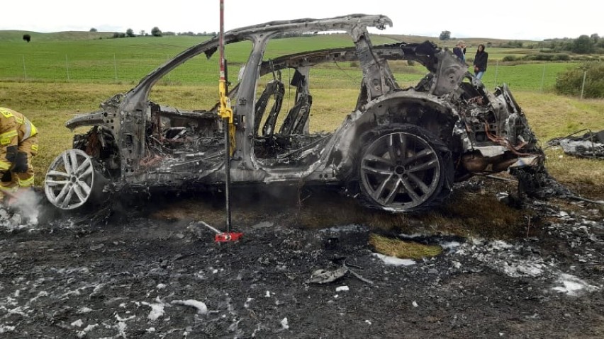 Pożar samochodu i wypadek na A1 na terenie gminy Tczew - utrudnienia w ruchu