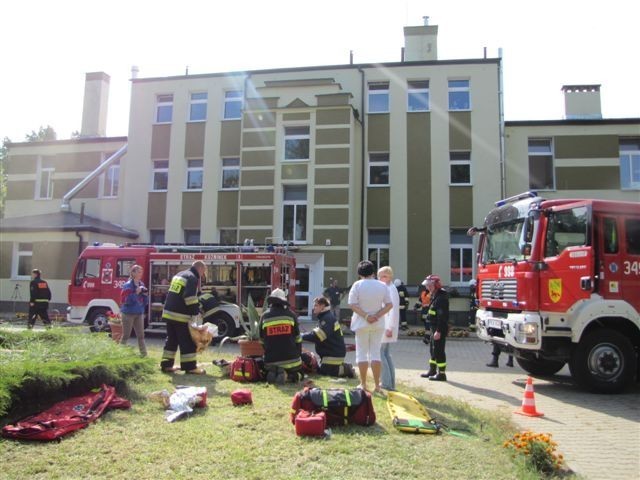 Strażacy ćwiczyli w Szpitalu w Sokołówce. Zobacz zdjęcia
