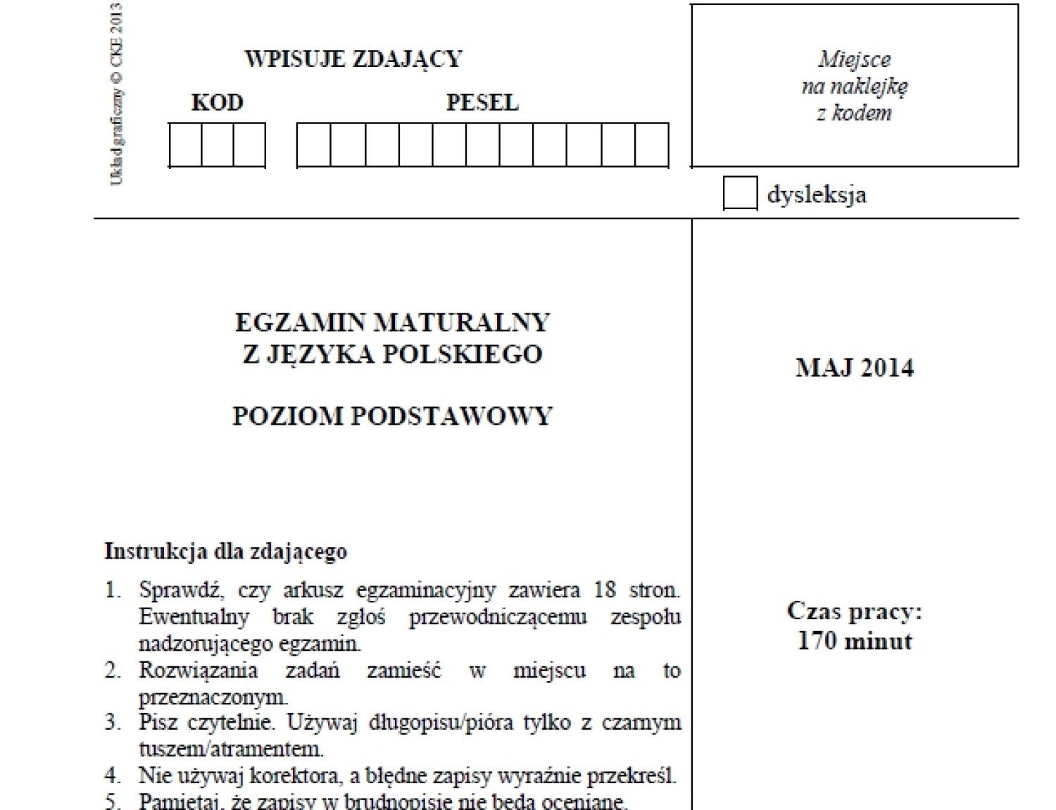 Matura Z Języka Polskiego 2014 Arkusze