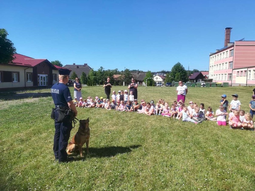 Policjanci w przedszkolu w Dziemianach. Uczyli najmłodszych, jak latem dbać o bezpieczeństwo 