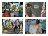 Leszno. "Ręce precz od drzew" - protest mieszkańców przeciwko wielkiej wycince na Fabrycznej [ZDJĘCIA]