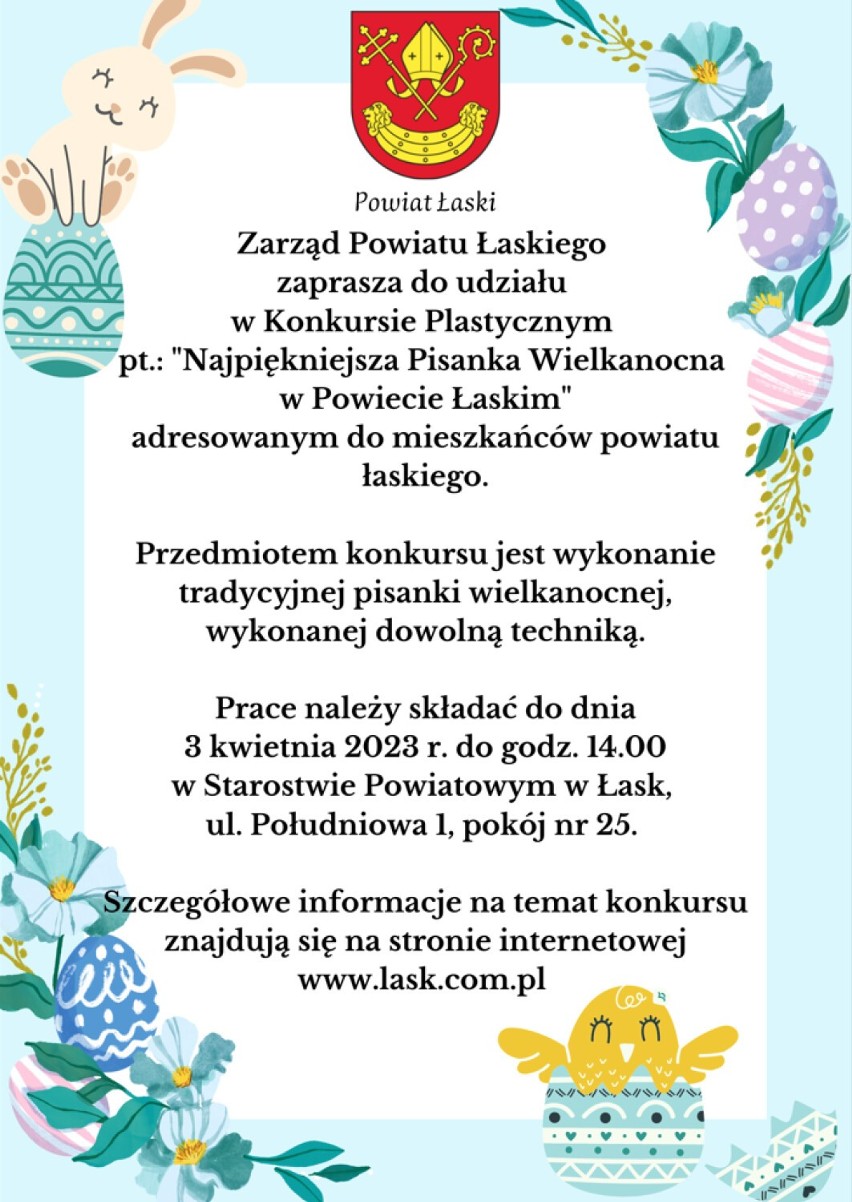 Najpiękniejsza pisanka w powiecie łaskim. Wielkanocny konkurs ogłoszony przez starostwo
