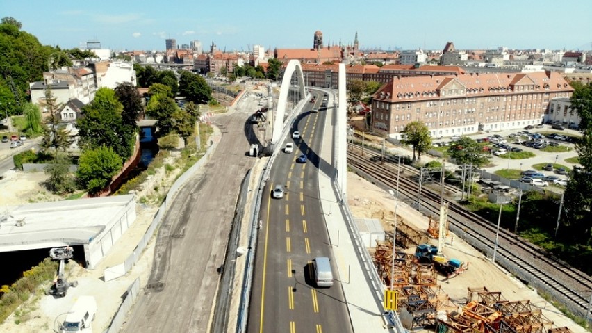 Budowa wiaduktu Biskupia Górka w Gdańsku, sierpień 2019 r.