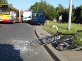 Wypadek rowerzysty na Krzemienieckiej w Łodzi 