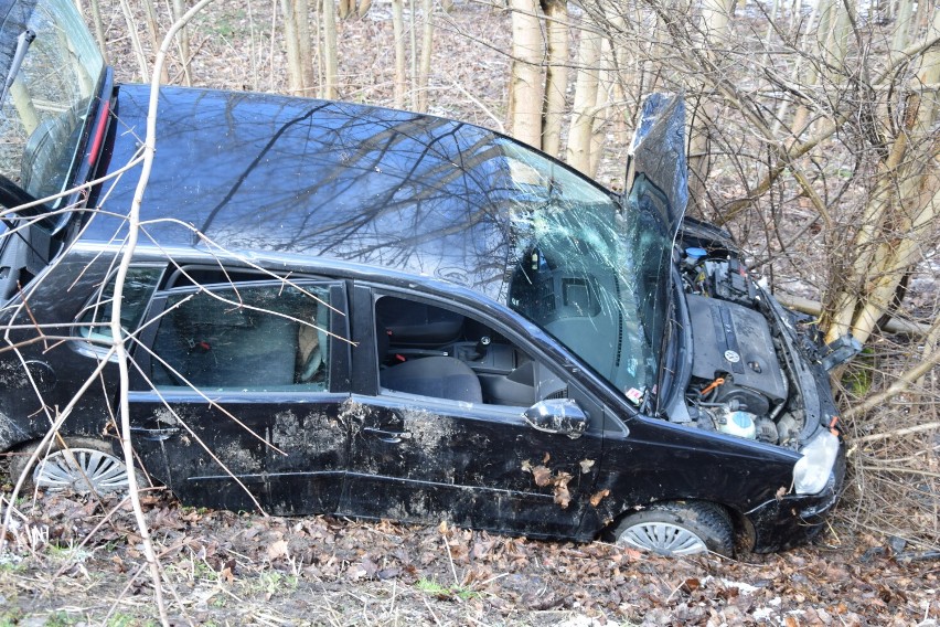 Wypadek pod Skierniewicami. Wpadła w poślizg na oblodzonej jezdni i uderzyła w drzewo