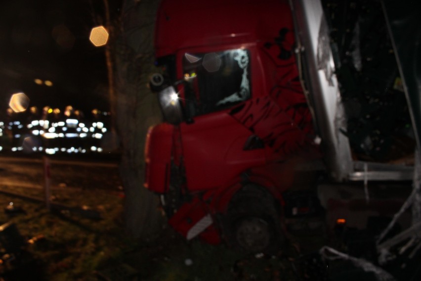 Śmiertelny wypadek w Ludomach - ciężarówka uderzyła w drzewo