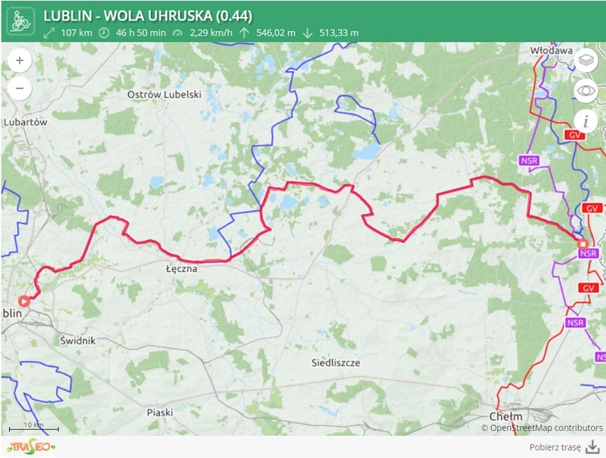1. Lublin – Wola Uhruska
Trasa szlaku nie jest zbyt trudna....