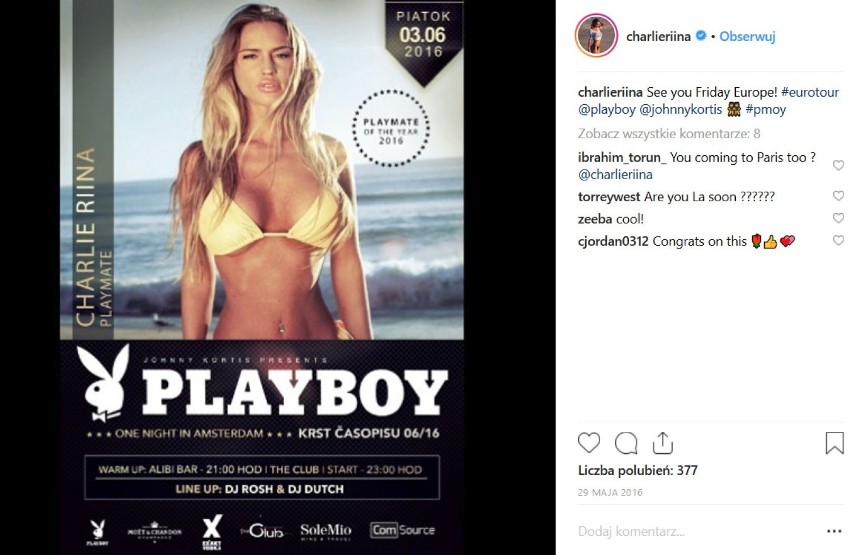 Charlie Riina - króliczek Playboya z Gliwic reklamuje wodę w USA... i to jak! [ZDJĘCIA]
