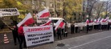 Pracownicy Elbest Security Bełchatów i związkowcy z MZPP Zjednoczeni protestowali w Warszawie
