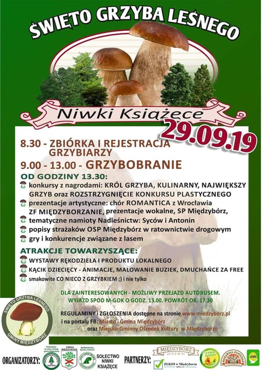 Zapraszamy na Święto Grzyba Leśnego do Niwek Książęcych w gminie Międzybórz
