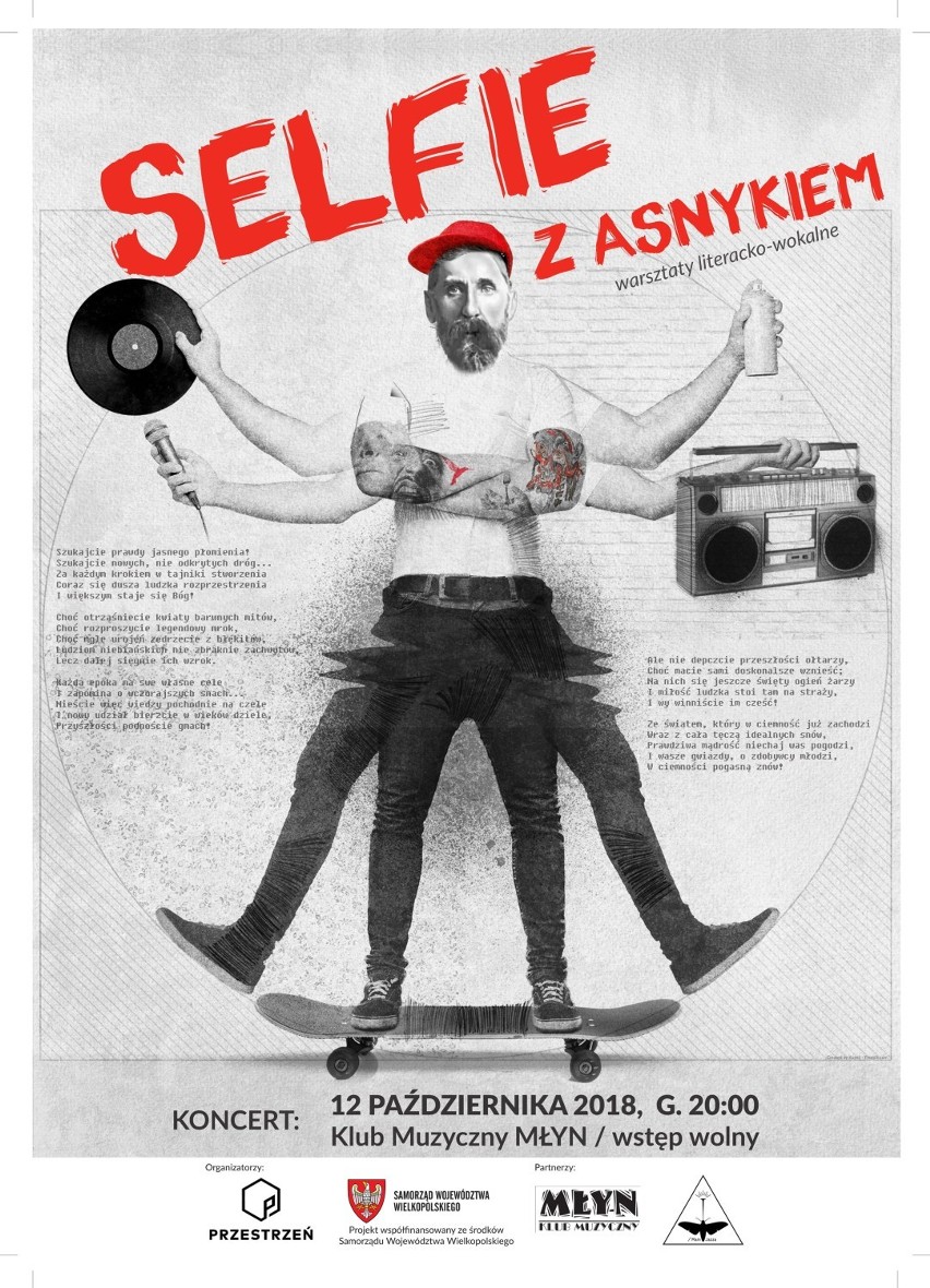 Plakat koncertu finałowego projektu Selfie z Asnykiem