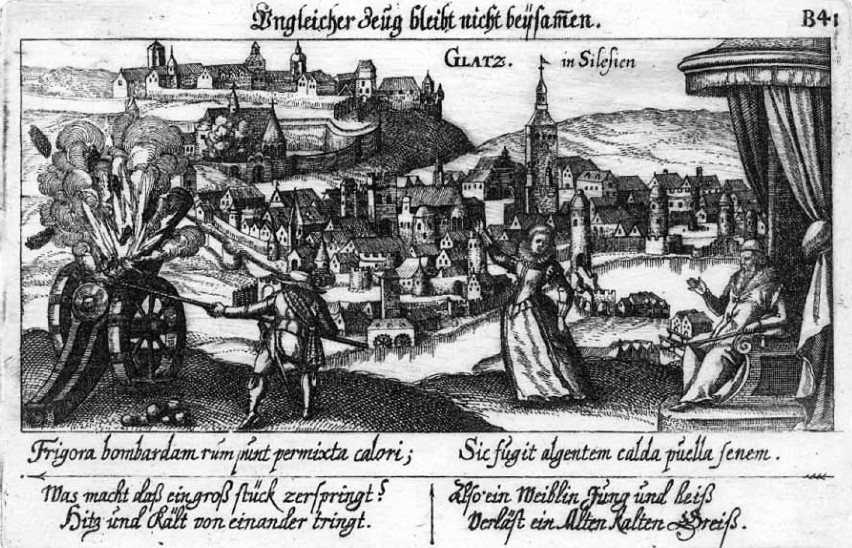 Lata 1620-1625 , Widok Kłodzka z wesołą scenką rodzajową na pierwszym planie.