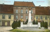 Pomnik w Mikołowie.  Historyczna pocztówka