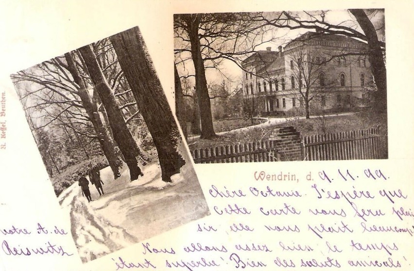 Pałac von Reiswitzów w Wędryni, pocztówka z 1899 roku.
