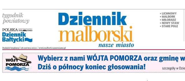 W piątek (28 czerwca) ukaże się nowe wydanie &#8222;Dziennika Malborskiego&#8221;, lokalnego tygodnika &#8222;Dziennika Bałtyckiego&#8221;. Przejdź dalej i sprawdź, o czym przeczytasz tym razem...