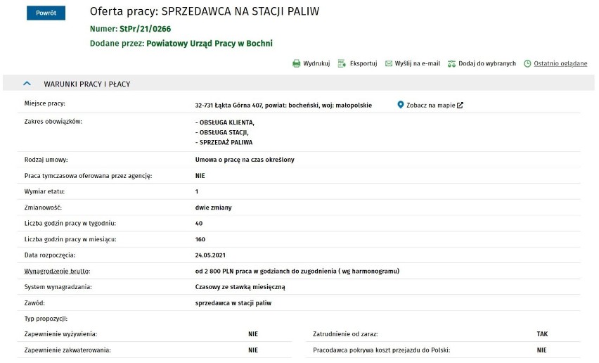 Najnowsze oferty pracy w powiecie bocheńskim, 27.04.2021