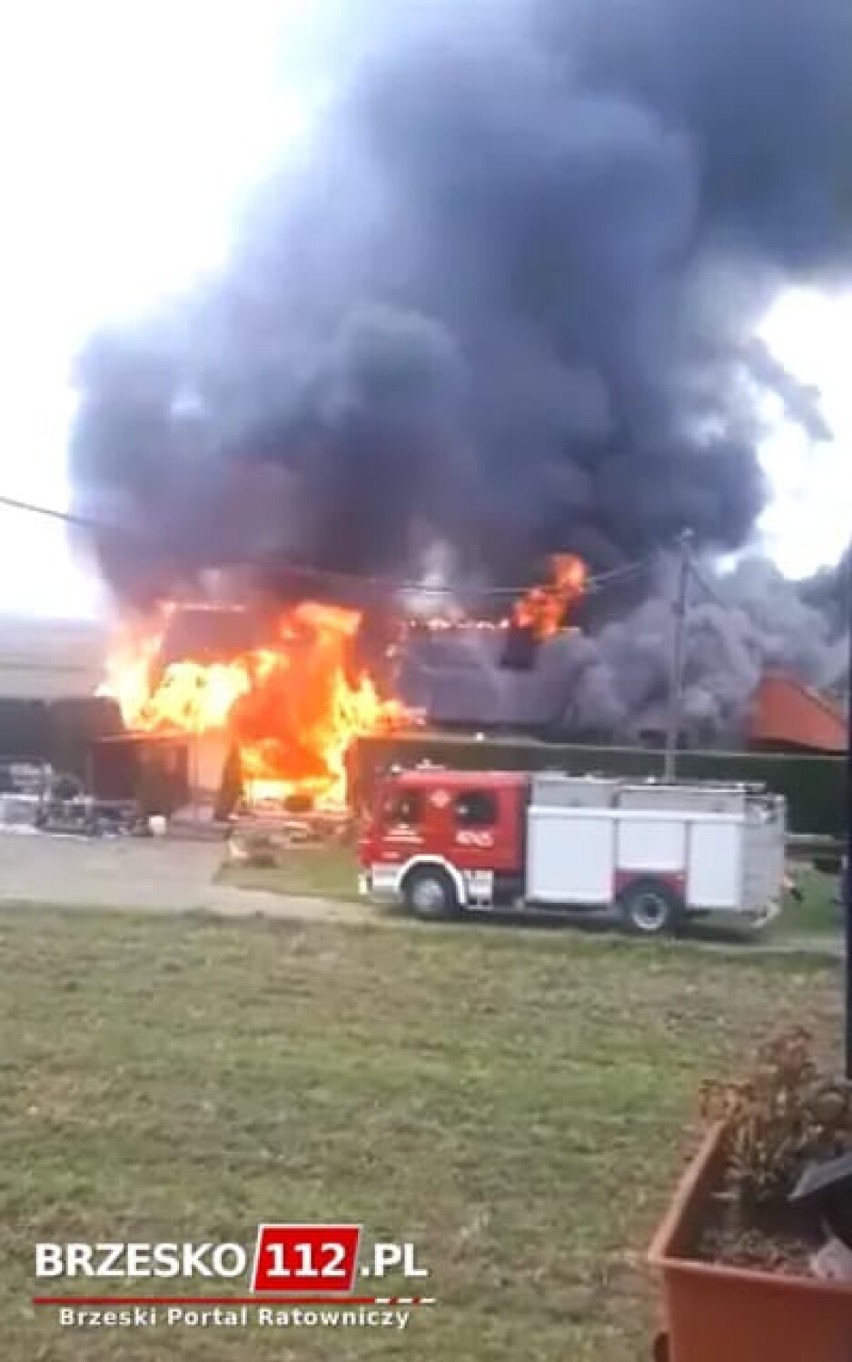 Wielki pożar budynku gospodarczego w Charzewicach koło...
