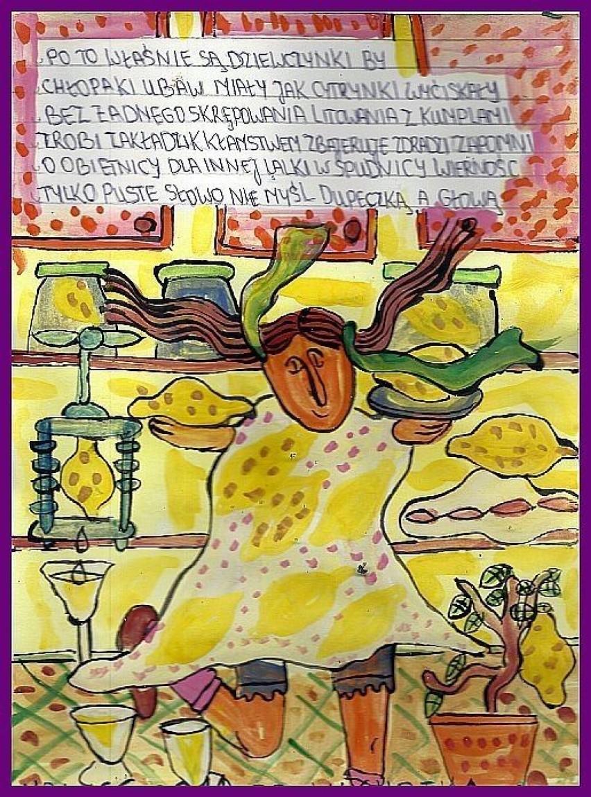 Obraz pt. "Dziewczynka - cytrynka" z wierszem Don Kichotki....