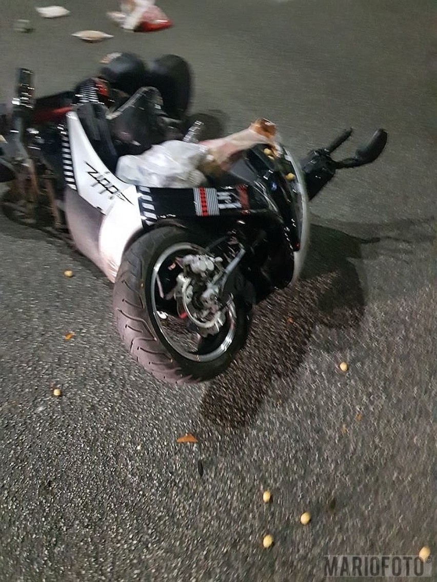 Dwie osoby jadące skuterem poszkodowane w nocnym wypadku w Opolu