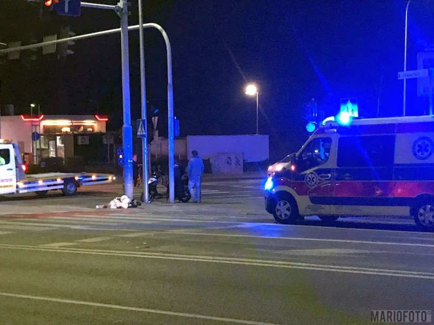 Dwie osoby jadące skuterem poszkodowane w nocnym wypadku w Opolu