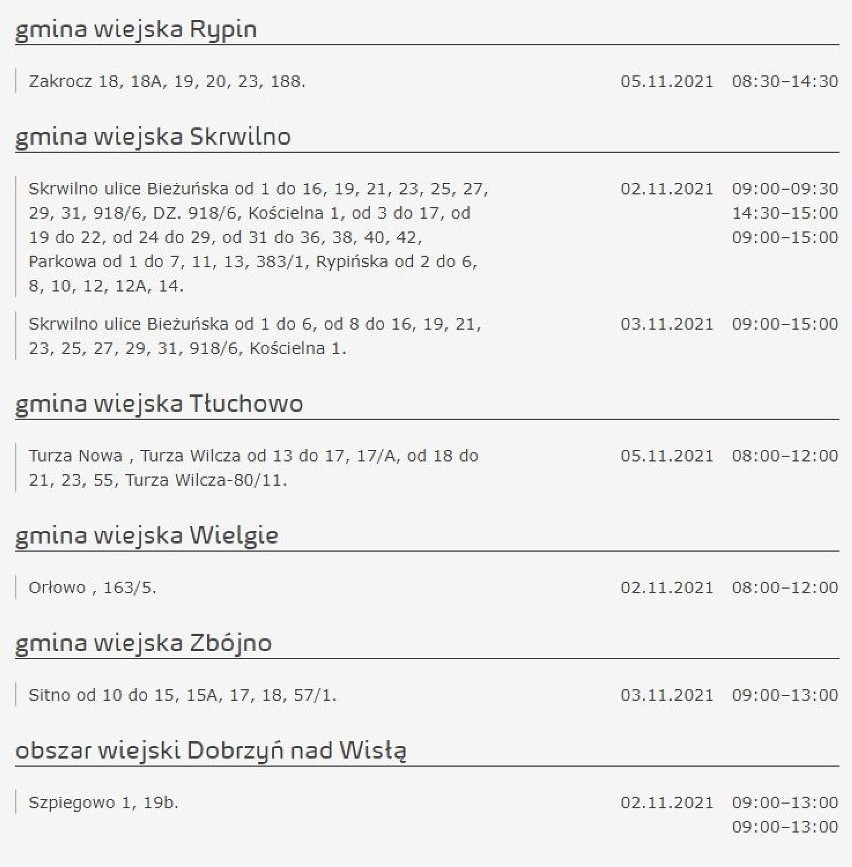 Wyłączenia prądu w Kujawsko-Pomorskiem. Wiemy gdzie i kiedy [miasta, gminy - 3 listopada 2021]