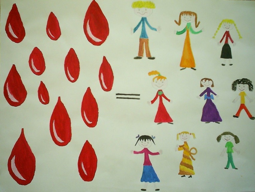 Plakat promujący honorowe krwiodawstwo namalowany przez...