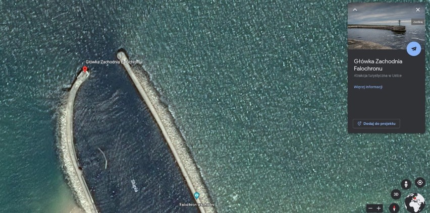 Ustka i jej znane miejsca na zdjęciach satelitarnych