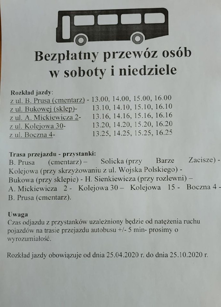 Szczawno-Zdrój: W weekendy darmowy dojazd na cmentarz