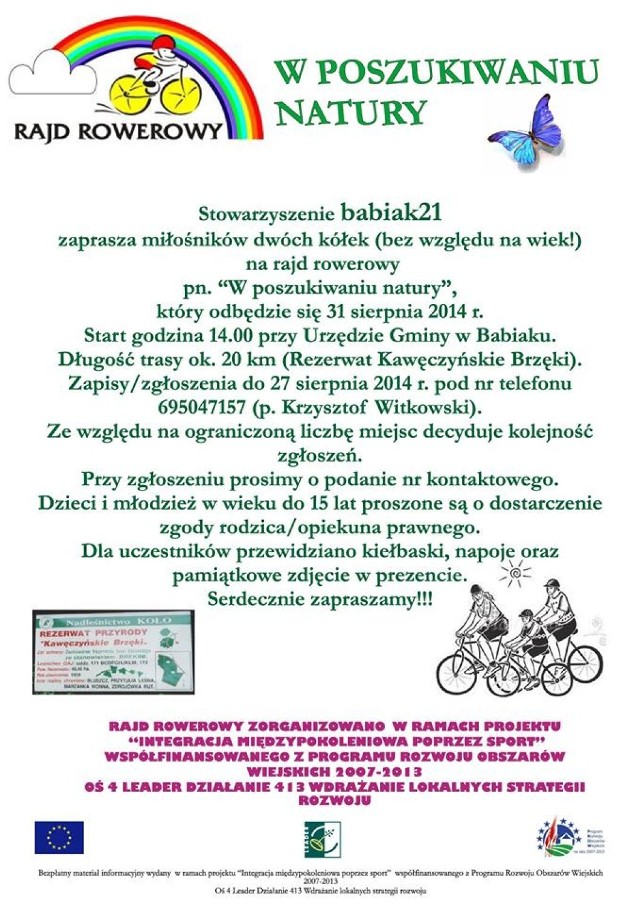 Stowarzyszenie Babiak21 zaprasza na rajd rowerowy