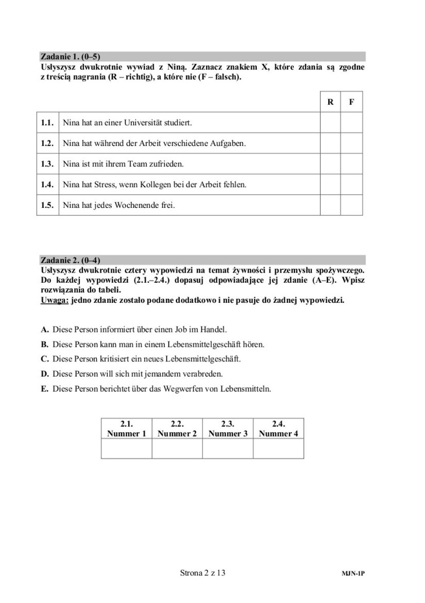 MATURA 2015. NIEMIECKI podstawowy LICEUM (LO). MAMY ARKUSZE...