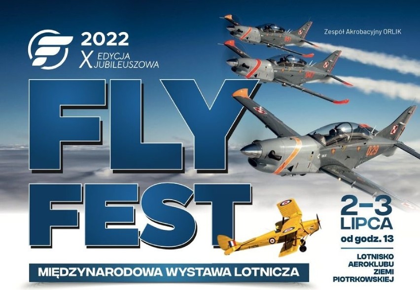 Międzynarodowa wystawa lotnicza Fly Fest 2022 w weekend na lotnisku w Piotrkowie Tryb. 