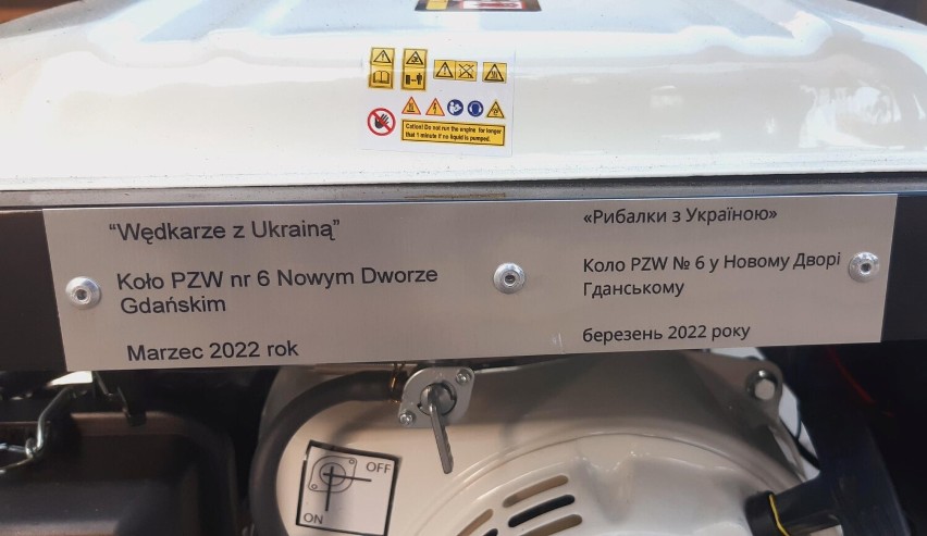 Wędkarze z nowodworskiego koła po akcji "Wędkarze z Ukrainą" zakupili agregat prądotwórczy