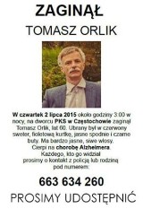 Częstochowa: Zaginął Tomasz Orlik. Mężczyzna cierpi na zaniki pamięci