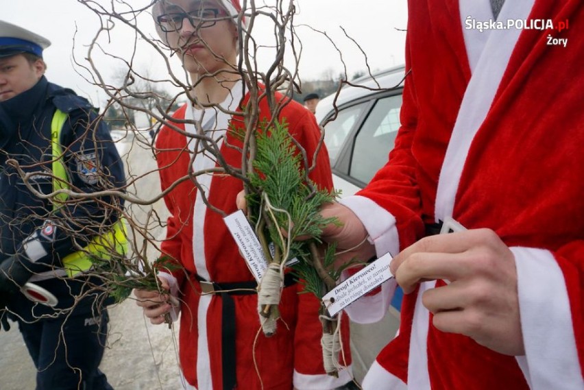 Policjanci i mikołaje łapali kierowców w Żorach - ZDJĘCIA