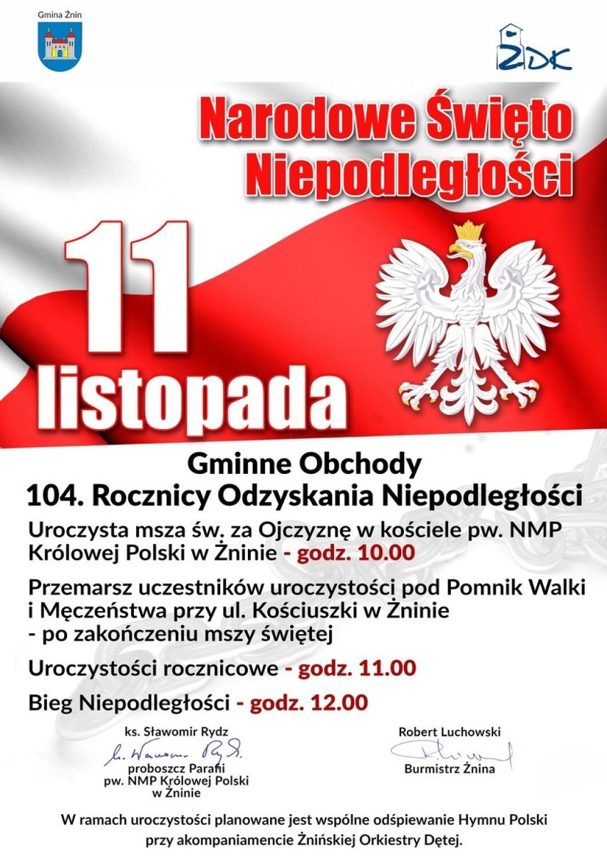 Obchody Narodowego Dnia Niepodległości 2022 w Żninie.