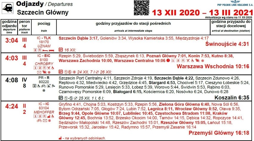 Nowy rozkład jazdy PKP. Inaczej pojedziemy ze Szczecina. Zobaczcie zmiany 