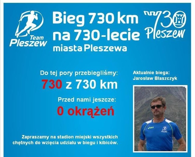 Bieg 730 km na 730 lecie Pleszewa zakończony