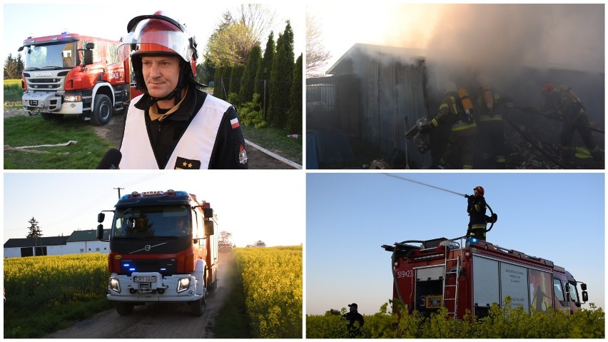 Pożar w Rakowie koło Rypina. Palą się budynki gospodarcze i mieszkalne. Zobacz wideo