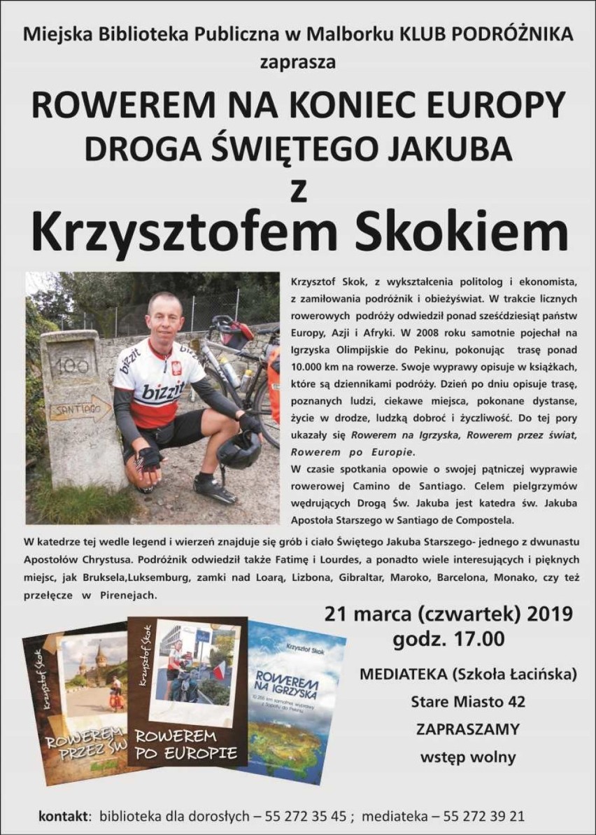 Malbork. Krzysztof Skok opowie w Mediatece o swoich rowerowych podróżach po świecie