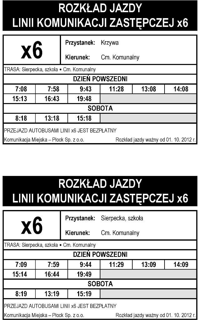 Sprawdź, jak od 1 października jeździ linia x6