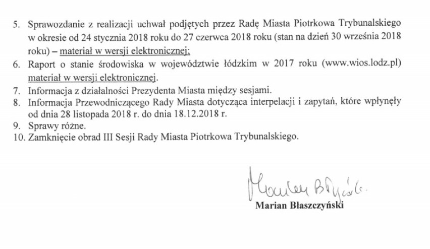 III Sesja Rady Miasta Piotrkowa w środę, 19 grudnia. Radni...
